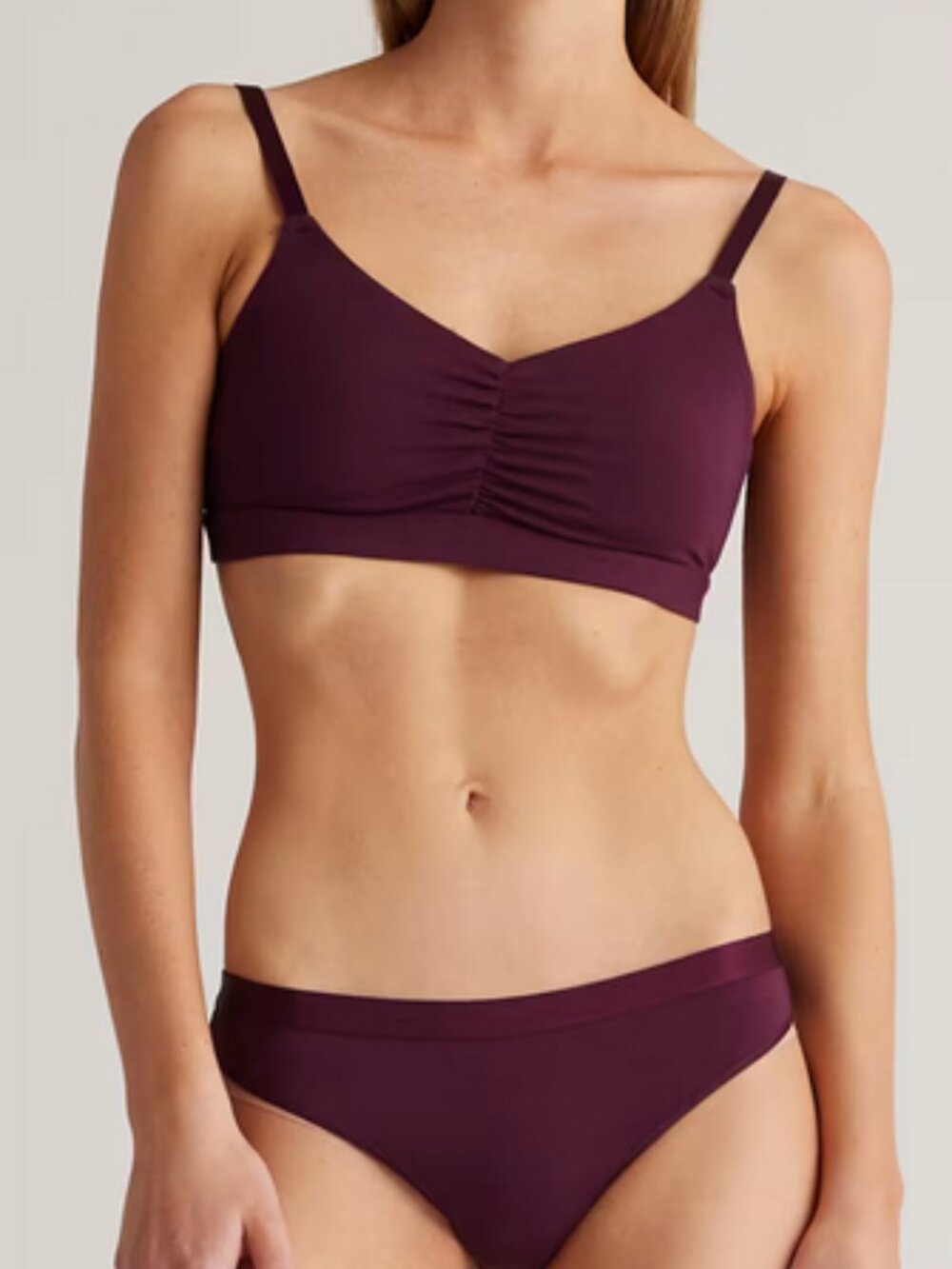 NWT Micromodal Ruched Bralette (2-pack) in Syrah Sz M